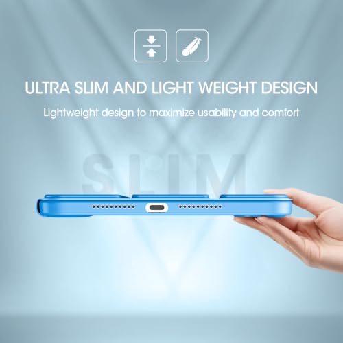 Image of ProCase Smart Case for iPad mini 7 A17 Pro 2024 /Mini 6 2021 8.3 inch -Blue | Slim iPad Mini 7th /6th Gen Case with Pencil Holder Hard Back Cover for iPad Mini 8.3 Inch 7th Gen /6th Gen