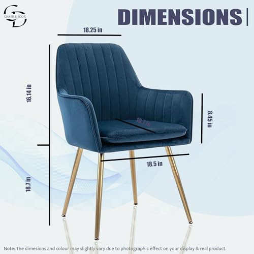 Image of Velvet Accent Chair with Matching Pouffe & Floral Cushion | Upholstered Lounge Armchair with Gold Metal Legs for Living Room, Bedroom, Office & Guest Room (Blue)