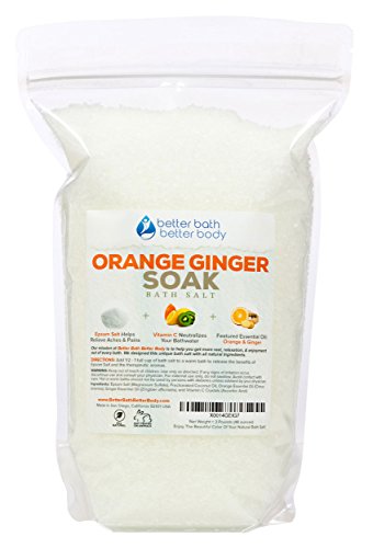 Orange Ginger Bath Salt 3-Lbs (48oz) Epsom Salt Bath Soak with Orange & Ginger Essential Oils & Vitamin C - Enjoy This Refreshing Citrus & Ginger Bath - No Perfumes