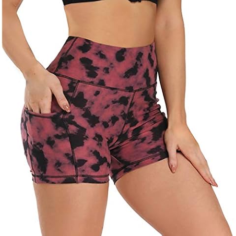 Fotociti Yoga Shorts for Women - High Waisted Workout Biker Shorts with Side Pockets for Athletic, Training, Running - Multi - XXL Cover