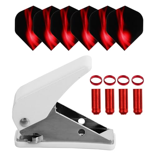 FOMIYES 19-Teiliges Dart Zubehör Set Rot Profi Flight Locher mit Schutzringe Aluminium Lochzange Steeldart Softdart Ersatzteile Pfeile Tuning Ausstanzer Dartscheibe Werkzeug