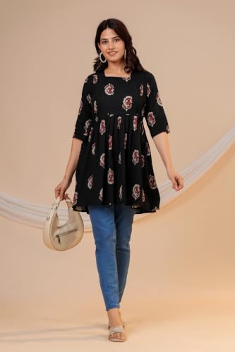 Image of THE Moon Star Women's Cotton Floral Printed Anarkali Maternity Feeding Kurti | Breastfeeding Dress for Mothers | Zipper Feeding Kurti, Nursing Kurti, Comfortable and Trendy Maternity Wear