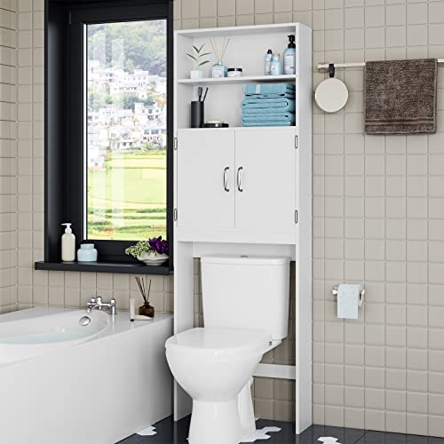 HOSTACK Over The Toilet Storage, Double Door Bathroom Organizer...