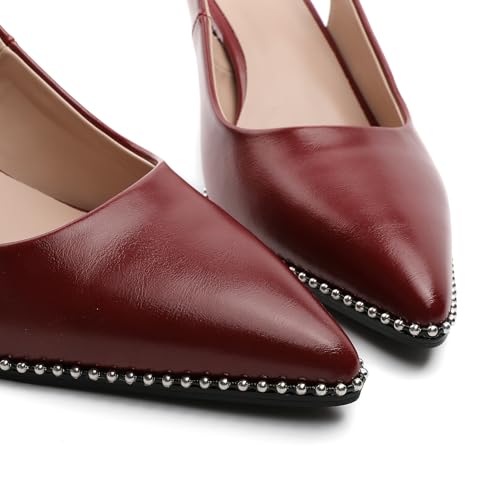 Image of YODEKS Slingback Heels for Women Pointy Toe Beaded Heels Close Toe Kitten Heel Pumps 2.5 Inch Stiletto Pumps Wedding Party Dressy Shoes