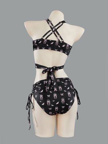 MEOWCOS Women Bikini Set Gothic Swimsuit Unique Coffin-Themed Print Bathing Suit4