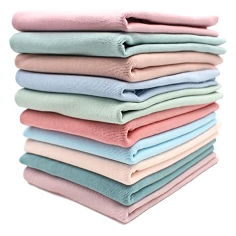 10 x 0.25 m cuff fabric set, tubular fabric, 70 cm wide, 95 % cotton, 5 % elastane selection jersey (pastel colours, set of 10) Cover