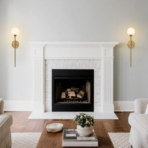 Image of Single Gold Globe Glass Wall Sconce with Milk White Glass Shade