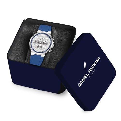 Image of Daniel Hechter Paris Beaubourg Collection Multifunctional Watch for Men with Textured Round Dial and Silicon Strap-DHM1009