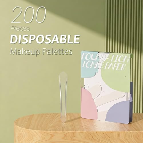 Image of 200Pieces Makeup Mixing Palette Papers, 2 Set of Cosmetic Palette Paper with Mixing Stick, Disposable Foundation Mixing Tray for blending foundation, concealer, eyeshadow, and liquid blush
