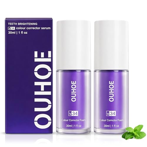 2PCS Púrpura Blanqueador Dental Profesional,Pasta Blanqueadores Dientes,Blanqueamiento Dental Eliminación Profunda de Manchas,Eficaz Para Fortalecer Dientes y Encías,Suave Para Dientes Sensibles