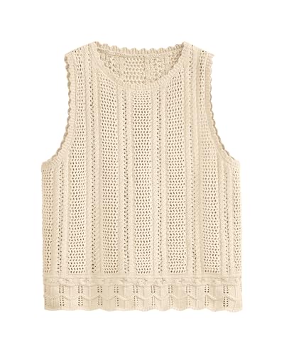 Image of KIRUNDO Beach Vacation Clothes for Women Spring Summer Crochet Sweater Vest Tank Tops Cover Ups Resort Cruise Outfits 2026