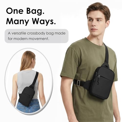 ProElife Mini Sling Bag, Waterproof Crossbody Chest Bag, Lightweight Belt Bag with Adjustable Strap & Multiple Pockets (Black) by ProElife - Image 4