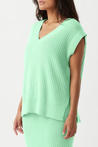 Image of Saodimallsu Womens V Neck Sweater Vest Oversized Ribbed Knit Sleeveless Casual Loose Fit Pullover Tank Top
