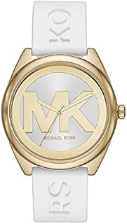 Michael Kors Damenuhr Janelle, Dreizeigeruhrwerk, 42mm GoldEdelstahlgehäuse mit Silikonarmband, MK7141