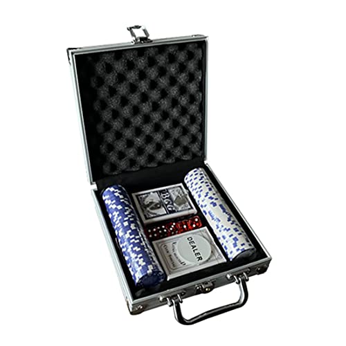 Griwiuiowe - Juego de 100 fichas de póquer para Holdem, Blackjack, con funda de transporte, botones de tarjetas y fichas de casino estilo dados.