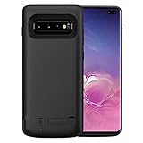 Battery Case for Samsung S10 Plus, 6000mAh Rechargeable External Battery Pack Charging Case for Samsung Galaxy S10+ Plus Extended Battery Power Charger Case, Add 100% Extra Juice Black