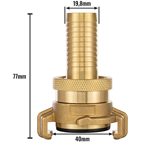 Poppstar Set of 2 Brass Suction and high-Pressure Coupling (Connector 3/4 inch Hose Grommet) with Sealing Ring and locknut - Image 2