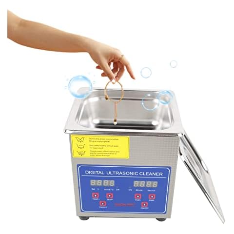 1.3L Ultrasonic Cleaner Jewellery Cleaner Machine Household Stainless Steel Ultrasonic Washing Machine with Adjustable Timer and Digital Heater Timer for Glasses Watches Electronics Parts UK Plug Cover