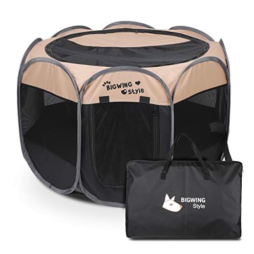 BIGWING Style Parque Mascota 125x125x58CM,Beige - Perro Gato Conejo Octágono Plegable Durable,