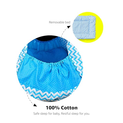 Image of beetot New Born Baby Swing Cradle (jhula) | Cradle Cloth with Removable Mattress Bed, Mosquito net, Spring and Triangle Hanger | Weight Capacity up to 20kg | Age from 0-12 Months (Sky Blue)
