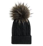 Trendy Warm Real Raccoon Fur Pom Pom Knit Beanie Winter Hats (2 Kinds Available)