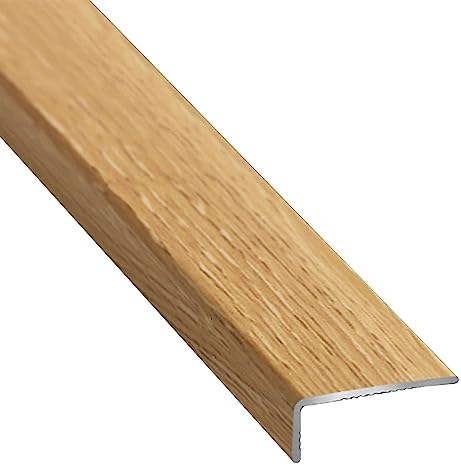 Wood Grain Stair Nosing Edge Trim, L Molding Floor Transition Strip, Step Edge Protector Metal, Wood Tile Floor Threshold Bar/Stairs Edging Trim (Color : Style1)