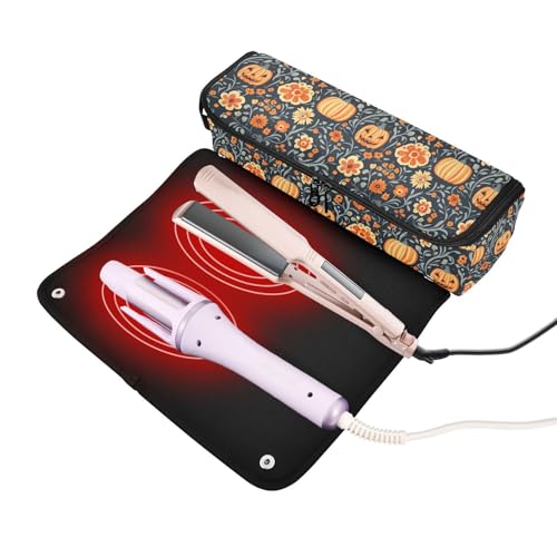 Bolsa de viaje floral retro resistente al calor para herramientas de cabello: protege planchas, rizadores y accesorios miniatura 2