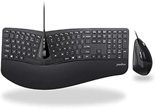 Perixx Periduo-505, Wired USB Ergonomic Split Keyboard and Vertical Mouse Combo with Adjustable Palm Rest and Short Tactical Membrane Keys, US English Layout