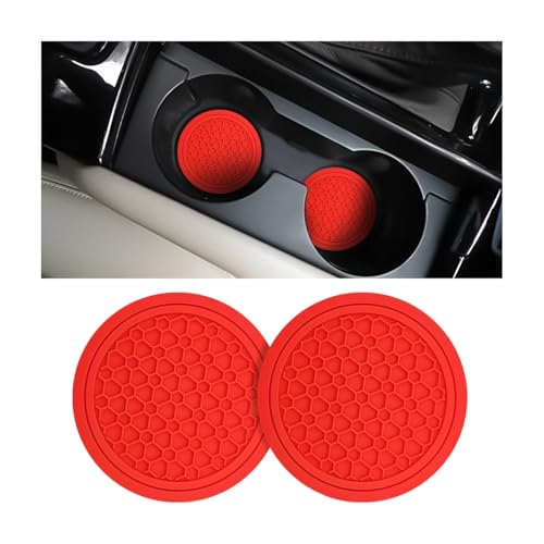 Image of Mandark 2PCS Car Cup Holder Coasters, 2.75 Inch Non-Slip Insert Water Bottle Holder Pads, Dustproof Automotive Interior Accessories Mat, Universal for Vehicles, Trucks, RVs and More(Red)