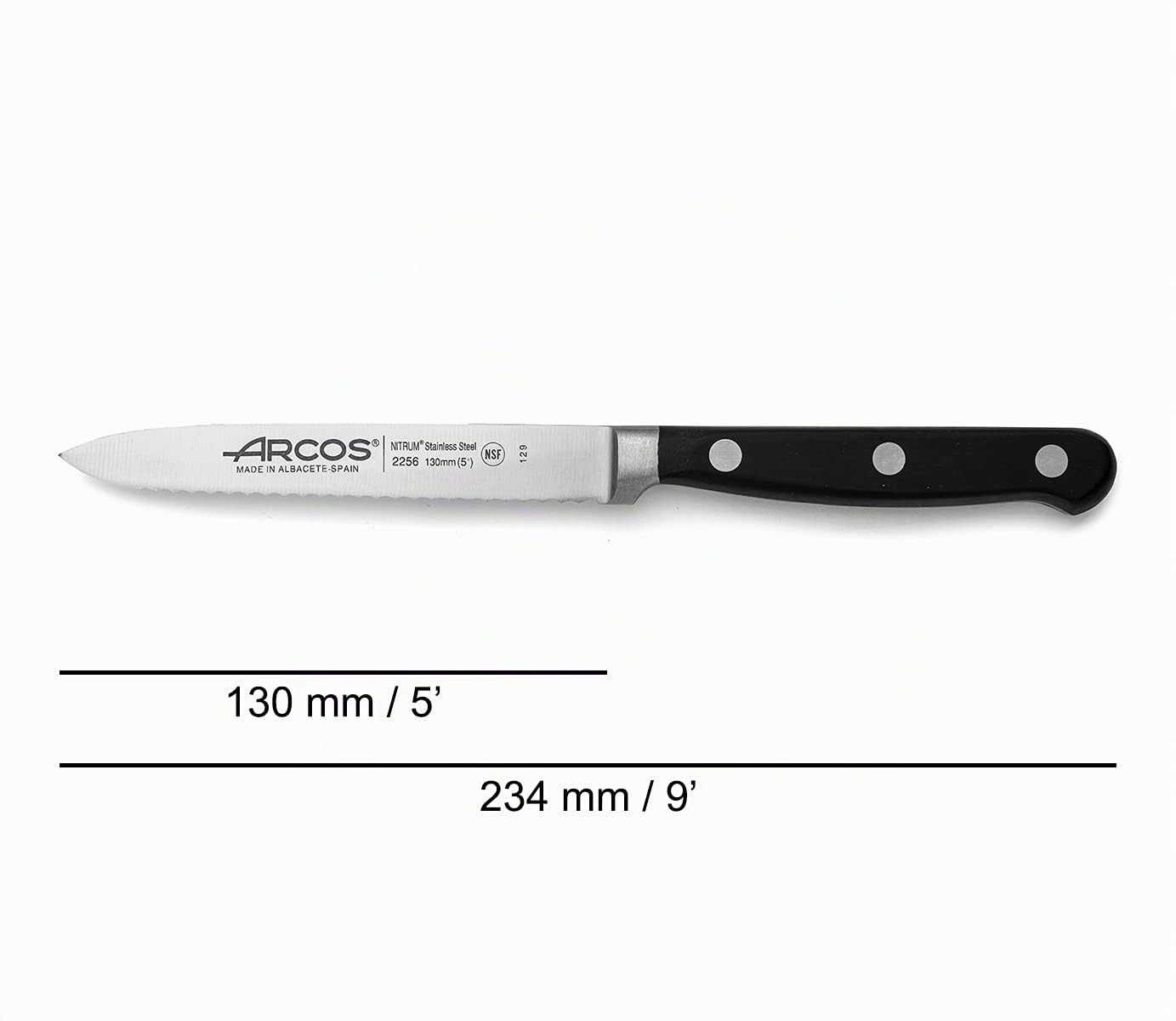 Arcos Opera - Couteau Tomate - Nitrum Acier Inoxydable 130 mm - Manche Pom Couleur Noir