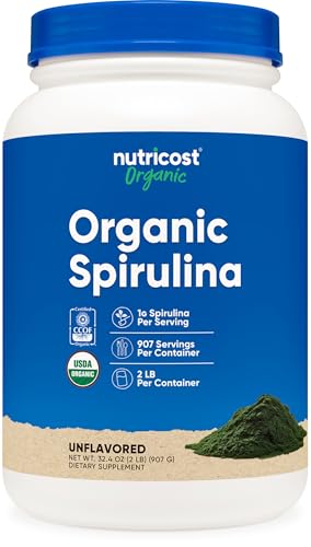 Nutricost Organic Spirulina Powder 2 LB - Pure, Certified Organic