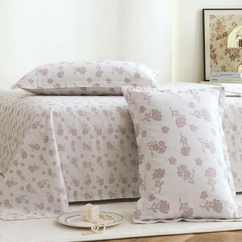 Image of Skyla Double Bed King Size Bedsheet 108x108 Inch with 2 Pillow Covers | Soft Cotton Blend | Comfortable & Breathable | Floral Print (Blooming Pink)