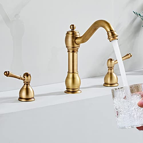Robinet de salle de bain 8 pouces mélangeur 3 trous noir pour lavabo rétro - 5