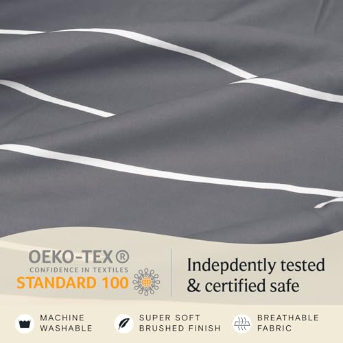 Image of LuxClub 4 PC Cal King Size Sheet Set, Breathable Luxury Bed Sheets, Deep Pockets 18 inch Wrinkle Free Cooling Machine Washable Hotel Bedding (Striped Light Grey)