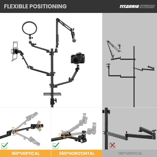 Image of TARION 5-in-1 Live Streaming Floor Stand with Wheels 61 inch Titanrig Studio