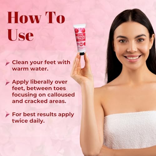 Image of JAQULINE USA Bulgarian Rose & White Oudh Foot Cream | Intensive Moisturization, Heals Cracked Heels, Softens & Hydrates Feet - 30g