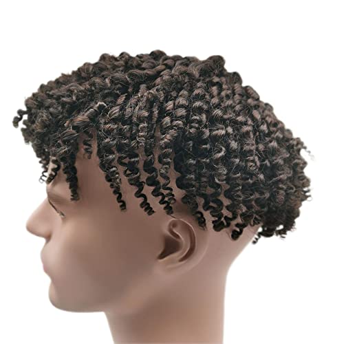 NLW Full Lace Afro Toupee Shorty Curly Human Hair Piece Men's Replacement System Afro Toupee For Black Men 10 * 8 large fit all size (#1 8mm) - Image 2