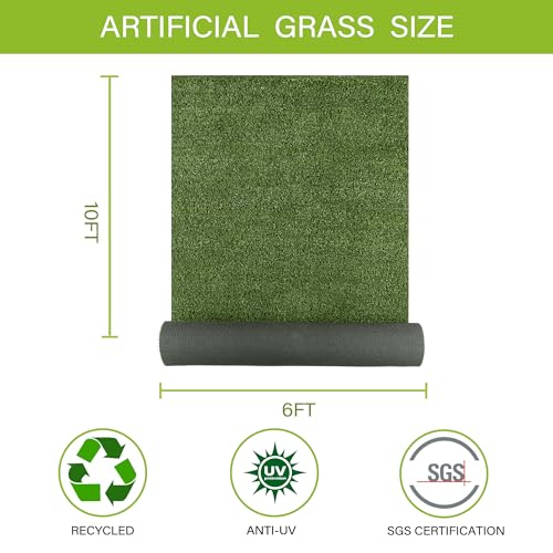 SUNTURF Dog Grass Pads 6 x 10 FT, 0.4\" Artificial Grass Pee Pads for Dogs Potty Extra Large Fake Grass Rug Turf Mat for Dogs Training Garden Lawn Artificial Grass Rug Indoor Outdoor - Thumbnail 2