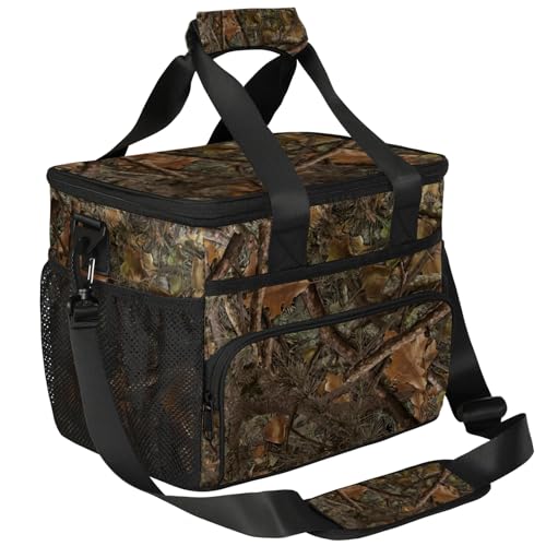 Soft Cooler Bag Forest Camo Camouflage Insulated Lunch Box for Men & Women, Large Leakproof Lunch...