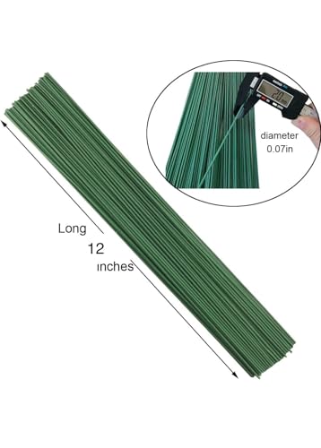Image of Little Blooms Green Coated Stem Wire for DIY Flower Making - Friendly Flower Making Materials and Flower Stick Essentials, Perfect for Craft Projects (50pcs Wire & 2pcs Green tape)