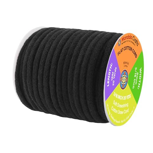 Mandala Crafts Black Flat Drawstring Cord Drawstring...