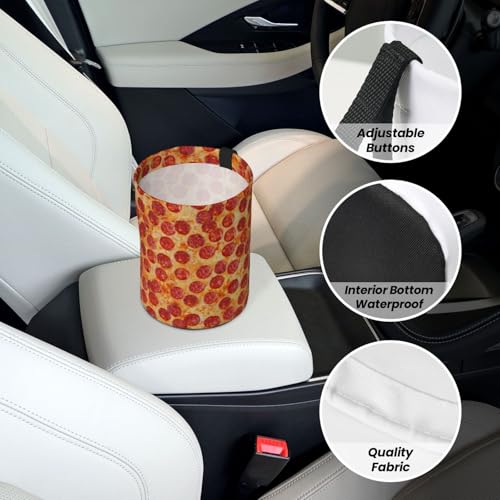 Image of Car Garbage Bag Pizza Pepperoni Mini Car Trash Bin Portable Collapsible Waterproof Rubbish Bag for Car Accessories Back Front Seat Cup Holder