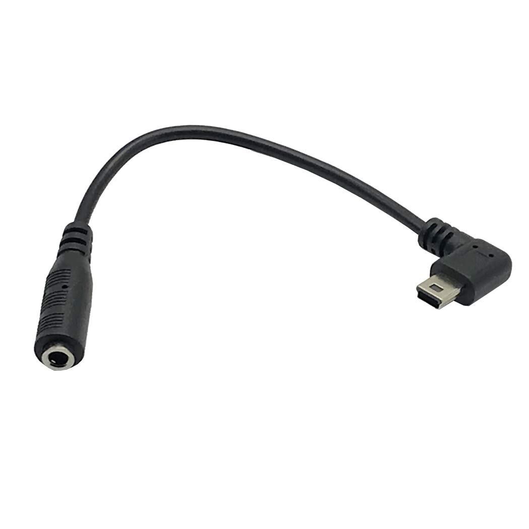 Seadream 6inch Right Angled Mini USB Male to 3.5mm Jack Female Audio Cord Microphone Adapter Cable (Black 2pcs)