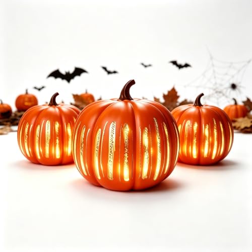 Halloween Pumpkin Night Light Starry Night Resin Illuminated Decor (3 Pcs)