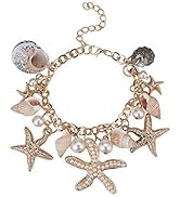 PH PandaHall Starfish Shell Bracelets Conch Starfish Faux Pearl Anklet Bracelet Charm Women Bohem...