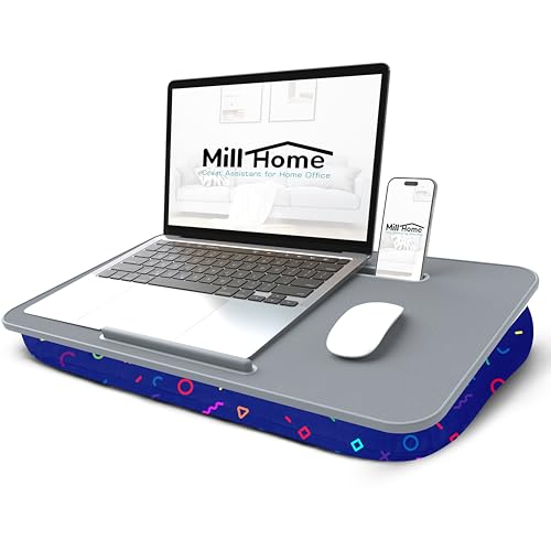 Escritorio de regazo para laptop con cojín, cojín desmontable y lavable, se adapta a portátiles de hasta 17 pulgadas, con ranura para tablet y tapón, se utiliza como escritorio de regazo para laptop,