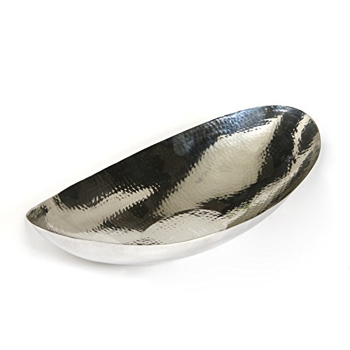 Hosley 13.5 Inch Hammered Stainless Steel Oval Bowl for Orbs, Dry