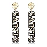 SAINTS Earrings Glitter Fleur De Lis Drop Earrings Football Game Day Earring Women Jewelry (Saints)