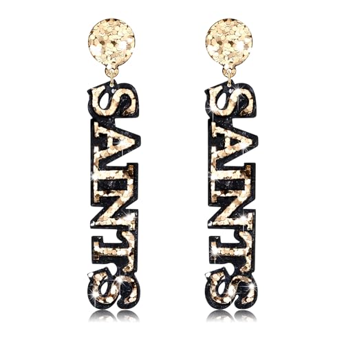 SAINTS Earrings Glitter Fleur De Lis Drop Earrings Football Game Day Earring Women Jewelry