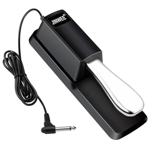 JINWEE Pedal de sostenimiento de piano, piano digital y pedal de sostenimiento de teclado con interruptor de polaridad compatible con la mayoría de pianos digitales, Yamaha, Casio y teclados MIDI